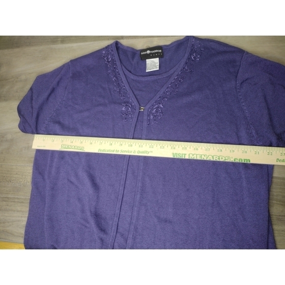 Sag Harbor purple top with attached cardigan look - Picture 8 of 11